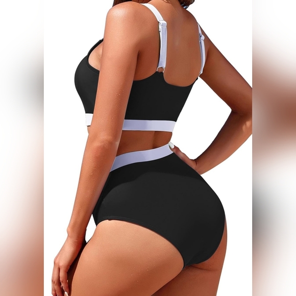 NWT! Adisputent Sporty Black and White Bikini Set - Picture 2 of 8
